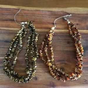2/$20 Genuine Tiger eye Necklace & Multi st Neck